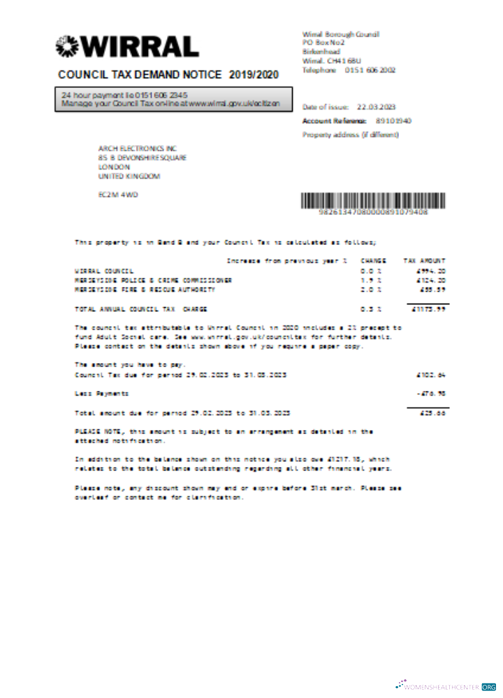 Download Wirral council tax business bill, SCR Photoshop template